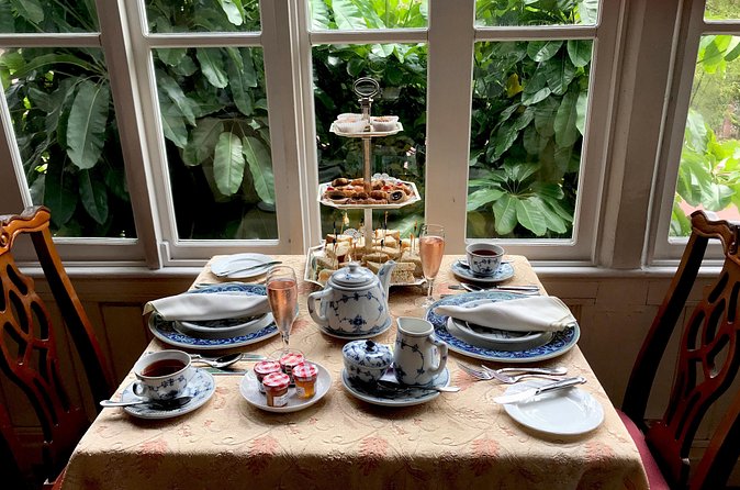 Afternoon Tea at Graycliff Hotel - The tiered spread: savory first, sweet afterward