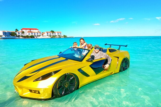 JetCar Bahamas Water Car Experience - Driving a sports car across Goodmans Bay