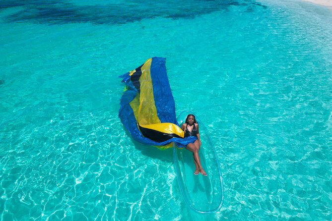 Nassau Clear Kayak Drone Photoshoot- Floating Dress - Changing into the floating dress