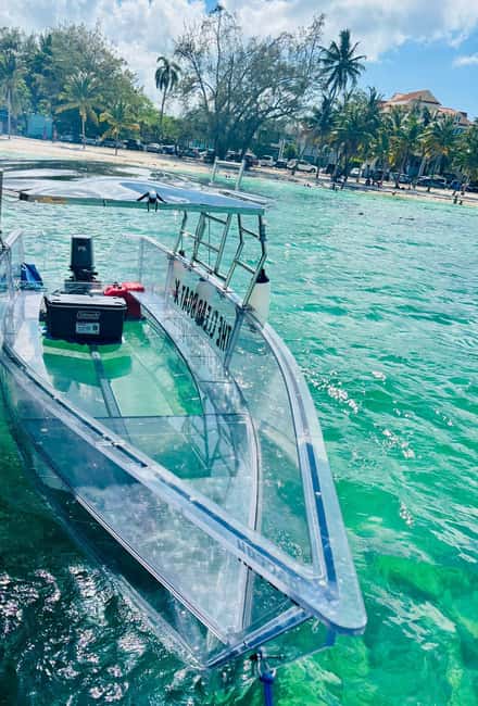 The Clear Boat Experience Bahamas drinks and snacks included - Floating bar, lunch, and extra water rides